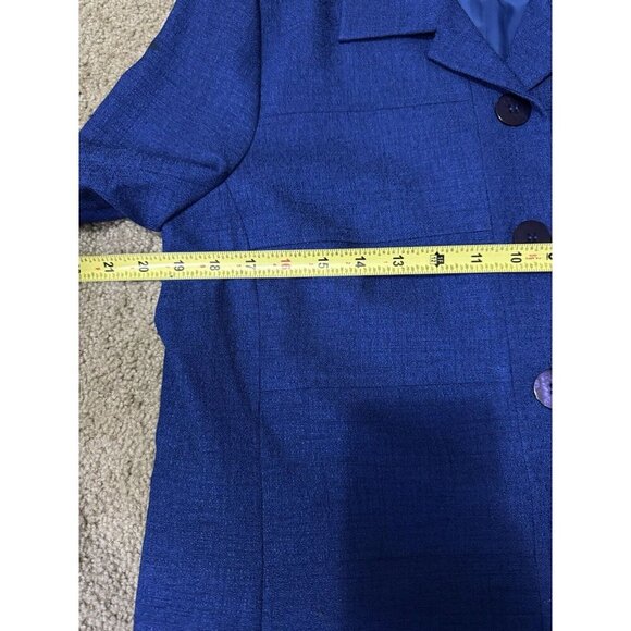 HENRY LEE Vintage Blazer Skirt Suit Set Cobalt Blue Sz Petite 12 Office READ - Picture 14 of 16